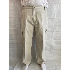 Plugg Cargo Pants Men 38Wx30L Tan Straight Leg Loose Relaxed Skater Utility